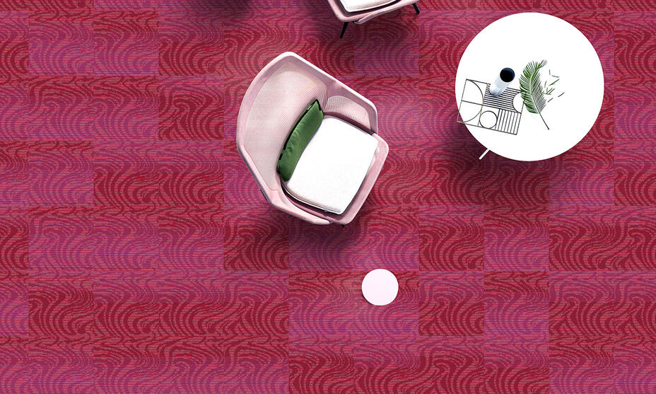 Dalles de moquette roses / 